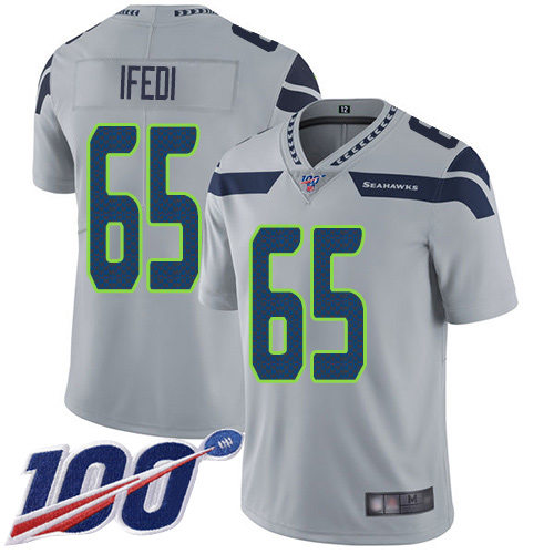 Seattle Seahawks Limited Grey Men Germain Ifedi Alternate Jersey NFL Football 65 100th Season Vapor Untouchable